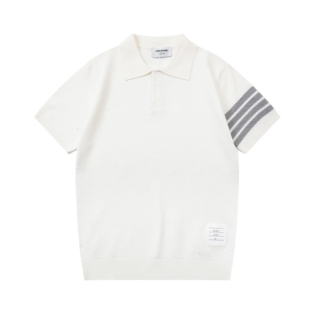 Thom Browne ➡️ POLO ， Retro Same Style Polo Versatile : White Size：M-3XL